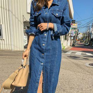 Seamline Denim Maxi Shirtdress