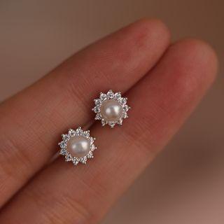925 Sterling Silver Freshwater Pearl Earring 1 Pair - As Shown In Figure - One Size