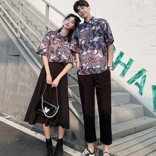 Couple Matching Short-sleeve Shirt / Dress Pants / A-line Skirt / Neck Tie / Set