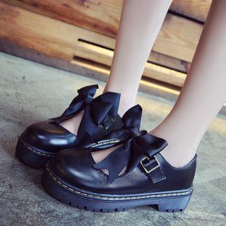 Platform Bow-accent Mary Jane Shoes