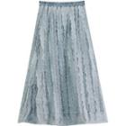 Mesh Midi A-line Skirt Blue - One Size