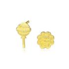 Sterling Silver Plated Gold Simple Creative Flower Asymmetric Stud Earrings Golden - One Size