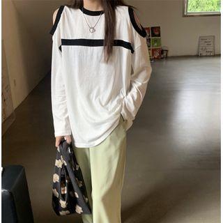 Cold-shoulder Contrast Trim Top