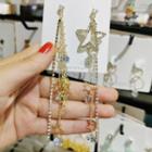 Non-matching Rhinestone Star Drop Earring 1 Pair - As Shown In Figure - One Size