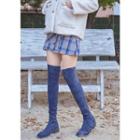 Square-toe Faux-suede Over-the-knee Boots