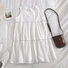 Sleeveless Crewneck A-line Dress White - One Size