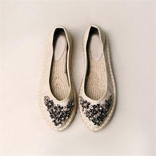Rhinestone Espadrille Flats