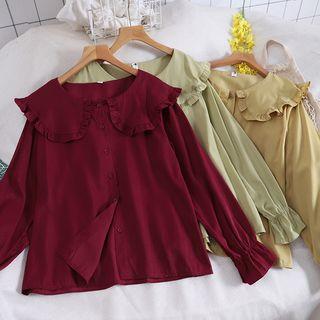 Peter Pan-collar Lantern-sleeve Blouse