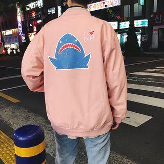 Shark Print Bomber Jacket