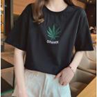 Short-sleeve Weed Embroidered T-shirt