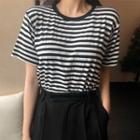 Short-sleeve Striped T-shirt Stripe - One Size
