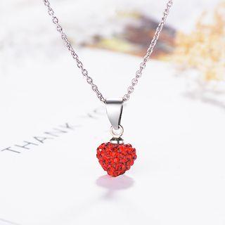 Heart Necklace Red Heart - Silver - One Size