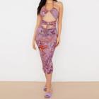 Halter-neck Tie-dyed Cutout Sheath Dress