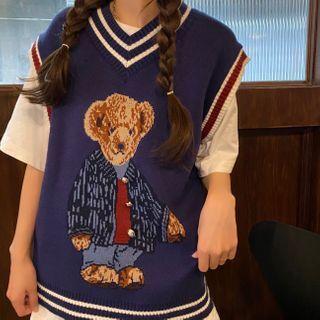 Bear Print Sweater / Vest