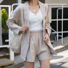 Set: Single-button Linen Blazer + Shorts
