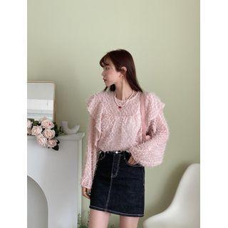 Plus Size Ruffled Fringed Blouse