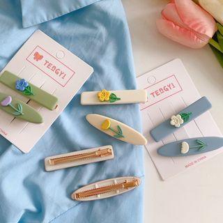 Set Of 2: Flower Resin Hair Clip