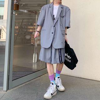 Short-sleeve Chain Accent Blazer / Shorts
