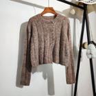 Cropped Round-neck Slit Sweater