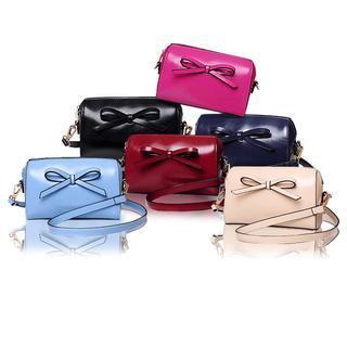 Faux-leather Bow-accent Cross Bag