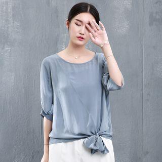 Elbow-sleeve Bow T-shirt