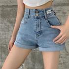 High-waist Pocket Denim Hot Pants