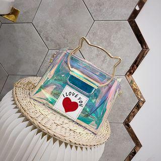 Cat Shaped Handle Hologram Crossbody Bag As Shown In Figure - One Size