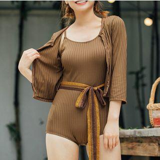 Set: Striped Light Jacket + Swimsuit