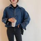 Denim Shirt Jacket As Shown In Figure - One Size