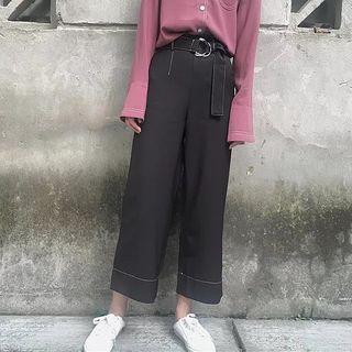 Contrast Stitching Wide-leg Pants