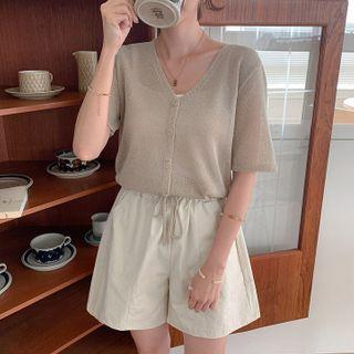 V-neck Tie-hem Light Cardigan