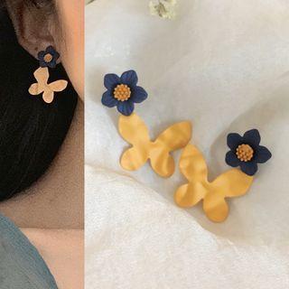 Alloy Flower Dangle Earring 1 Pair - 0374a - One Size