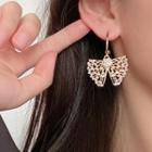Rhinestone Faux Pearl Bow Dangle Earring 1 Pair - Gold - One Size