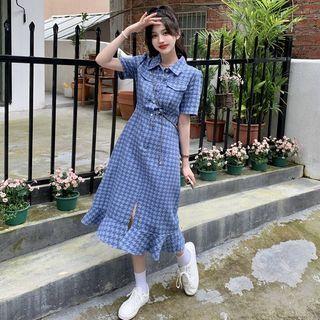 Short-sleeve Houndstooth Dress (various Designs)