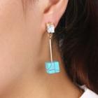 Turquoise Cube Dangle Earring 1 Pair - Black - One Size