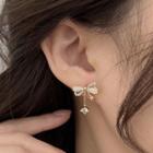 Bow Rhinestone Acrylic Dangle Earring 1 Pair - Gold - One Size