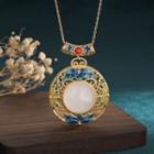 Faux Gemstone Pendant Alloy Necklace 1 Pc - Cp415 - Gold - One Size