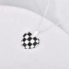 925 Sterling Silver Heart Necklace 1pc - Black & White - One Size