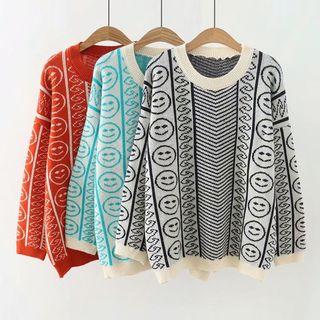 Smiley Face Print Sweater