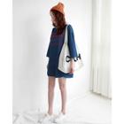 Lettering Denim Boxy-fit Mini Dress