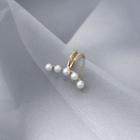 Faux Pearl Alloy Cuff Earring 1 Pc - Gold - One Size