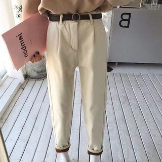 Cropped Fleece-lined Straight-fit Jeans