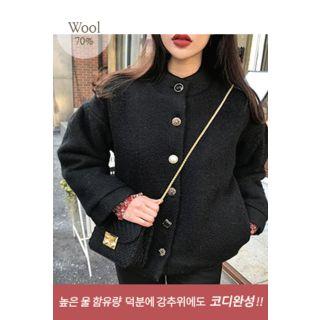Button-detail Wool Blend Jacket