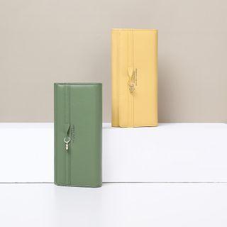 Lettering Pendant Flap Long Wallet