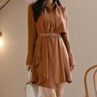 Belted Irregular Mini A-line Coat Dress