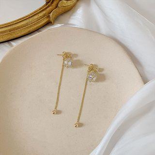 Rhinestone Dangle Earring 1 Pair - Silver Needle - Long Earrings - One Size