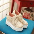 Perforated Lace-up Platform Shoes