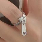 Pull Tag Rhinestone Pendant Alloy Ring Silver - One Size