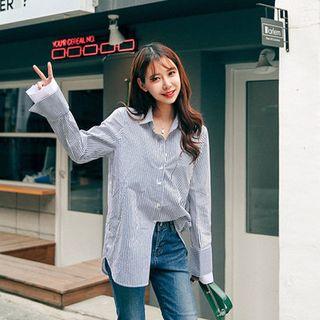 Layered-cuff Striped Shirt