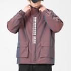 Letter Printed Zipped Cargo Jacket